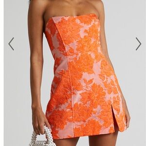Showpo Brailey mini dress strapless in orange
